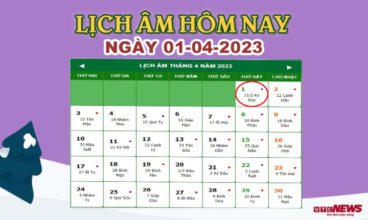 Lịch âm 1/4 – Âm lịch hôm nay 1/4 chính xác nhất - lịch vạn niên 1/4/2023 - Ảnh 1.