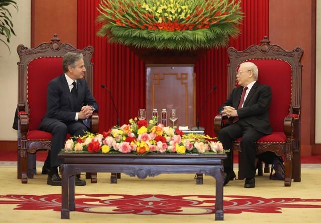 Tổng Bí thư Nguyễn Phú Trọng tiếp Bộ trưởng Ngoại giao Mỹ Antony Blinken - Ảnh 2.