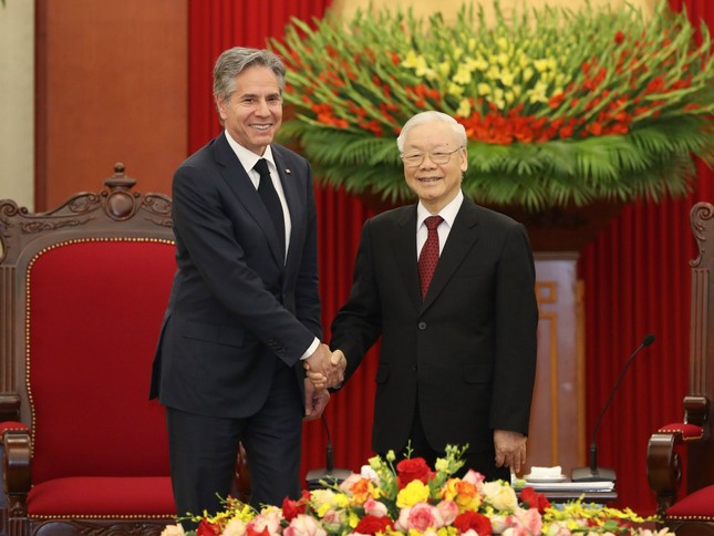 Tổng Bí thư Nguyễn Phú Trọng tiếp Bộ trưởng Ngoại giao Mỹ Antony Blinken - Ảnh 1.