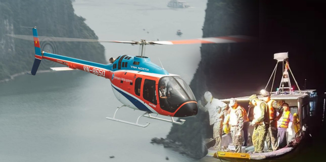 Video, hình ảnh từ hiện trường cứu nạn vụ trực thăng rơi ở vịnh Hạ Long