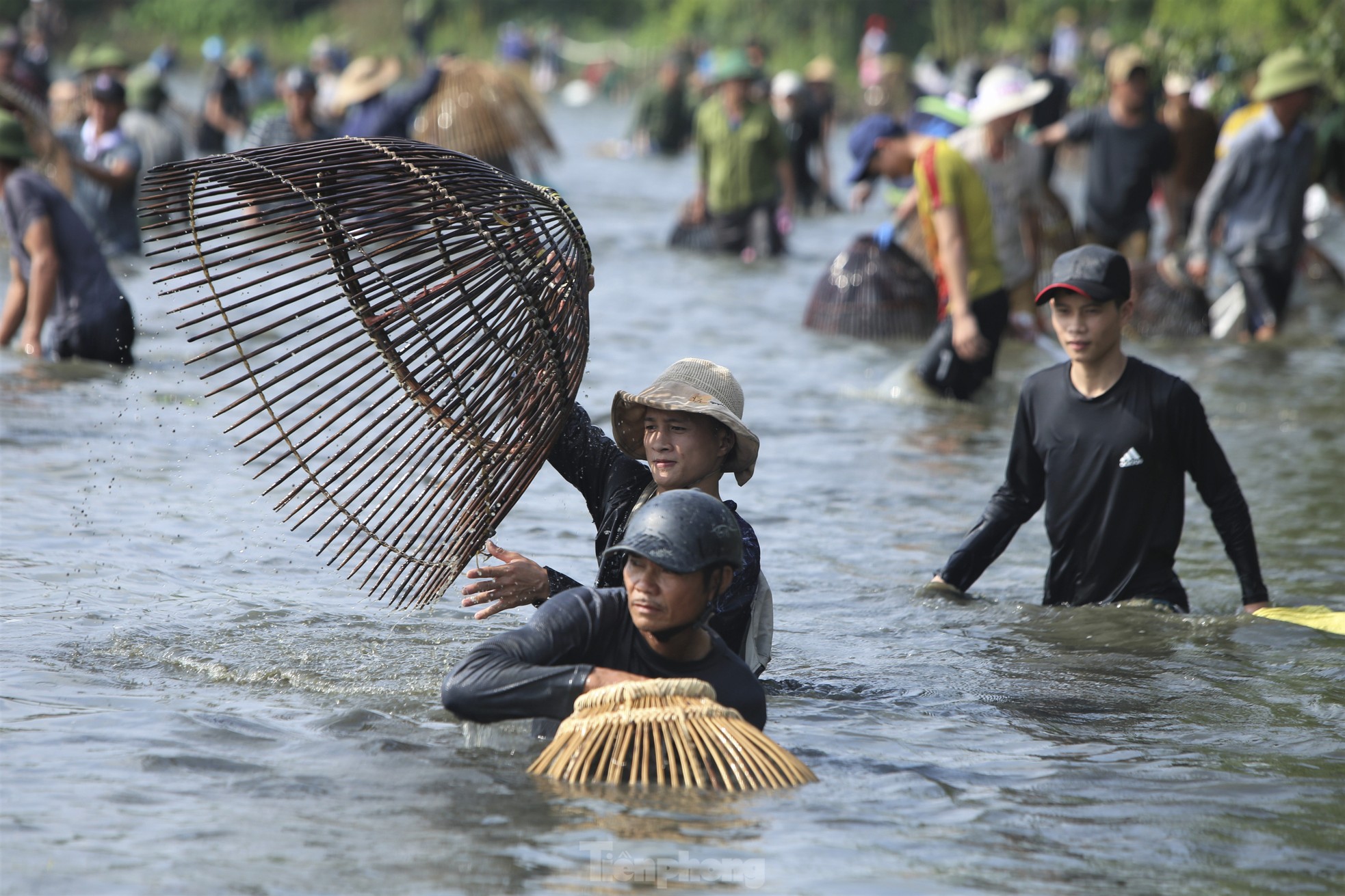 Cả trăm người đội nắng, lặn ngụp nơm cá dưới hồ - Ảnh 12.