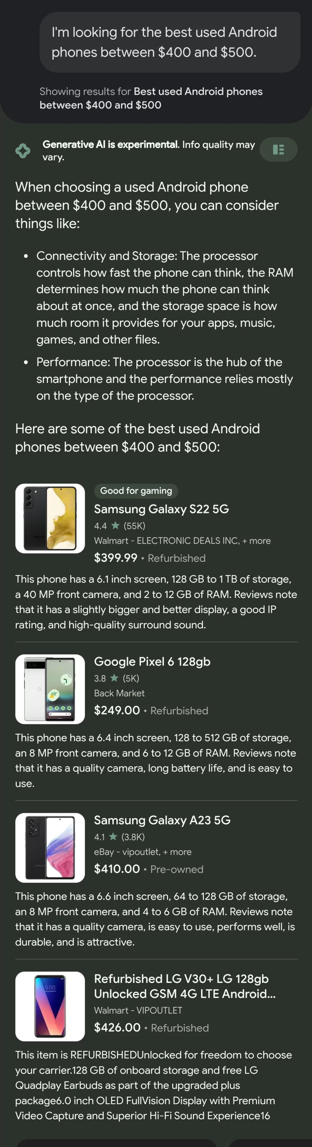 Tính năng tìm kiếm mới của Google gặp lỗi khó hiểu khi người dùng tìm mua điện thoại cũ - Ảnh 3.