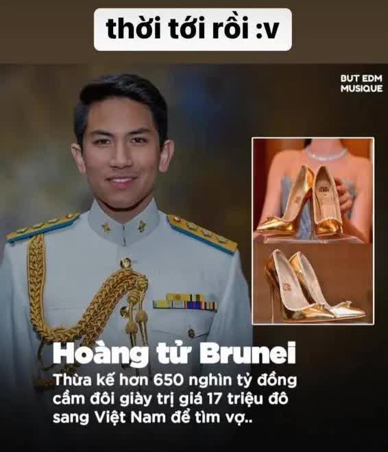 Thực hư thông tin Hoàng tử Brunei xách đôi giày 17 triệu USD sang Việt Nam tìm vợ khiến dân tình đứng ngồi không yên - Ảnh 1.