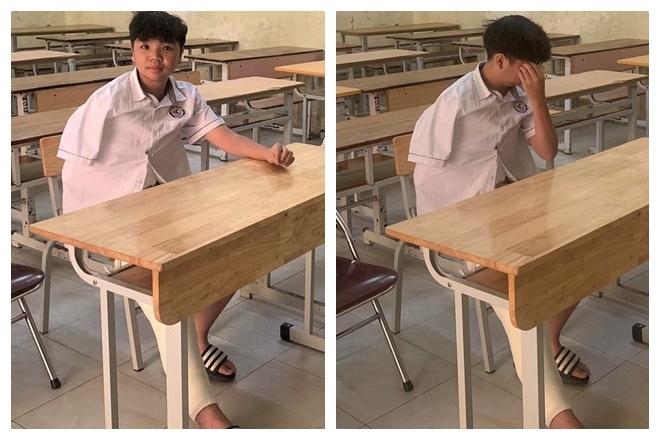 Hà Nội: Nam sinh gãy chân tay được bạn chép hộ bài thi lớp 10 - Ảnh 2.