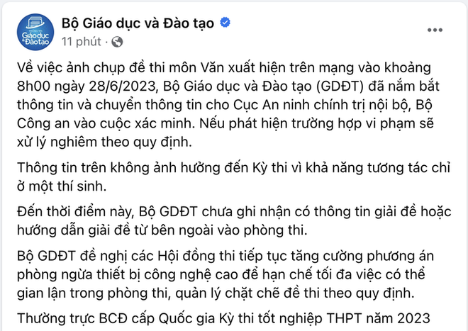  Bộ GD&ĐT: Nghi vấn lộ đề Văn không ảnh hưởng đến kỳ thi tốt nghiệp THPT 2023  - Ảnh 2.