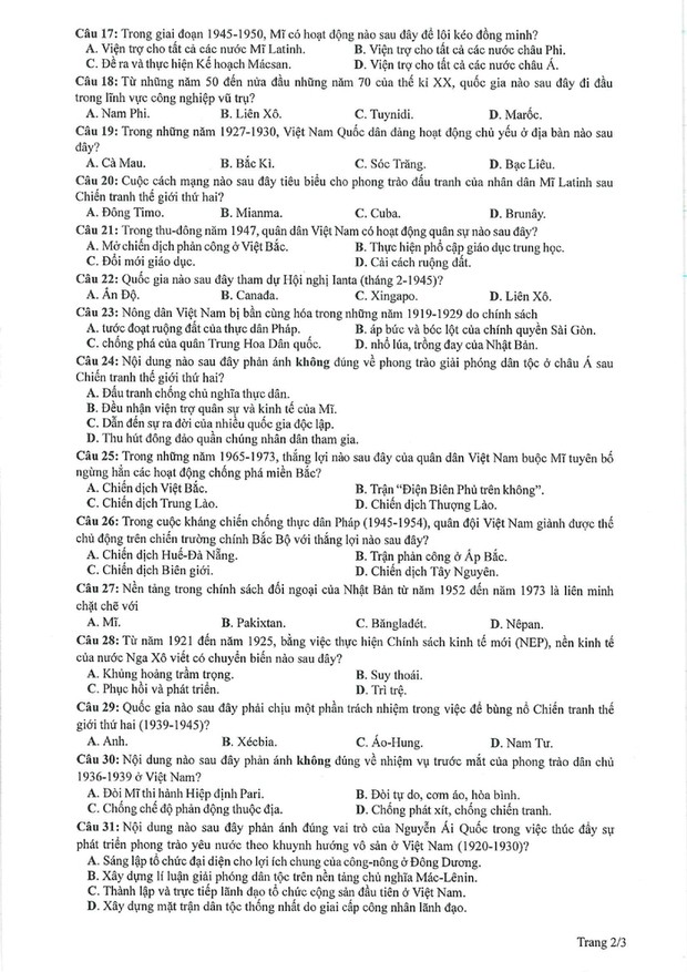 Đề thi và gợi ý lời giải môn Lịch sử thi tốt nghiệp THPT năm 2023 - Ảnh 4.