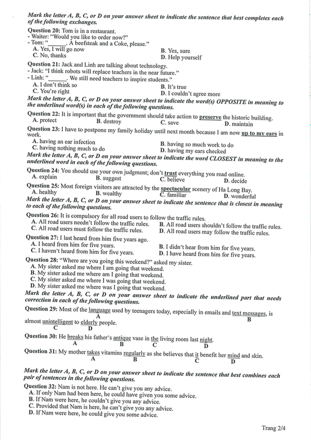 Đề thi và gợi ý lời giải môn Tiếng Anh thi tốt nghiệp THPT 2023 - Ảnh 12.