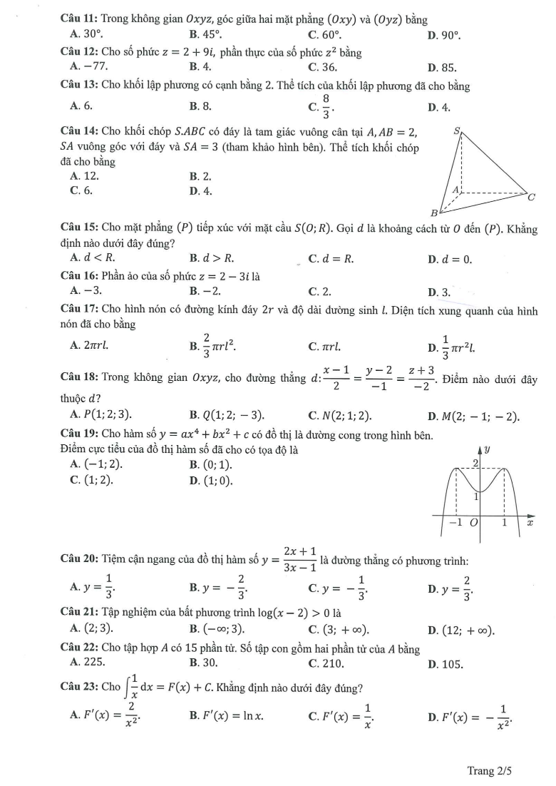 Đề thi và gợi ý lời giải môn Toán kỳ thi tốt nghiệp THPT năm 2023 - Ảnh 18.