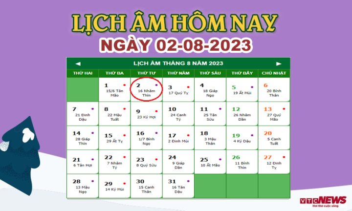 Lịch âm 2/8 – Âm lịch hôm nay 2/8 chính xác nhất - lịch vạn niên 2/8/2023 - Ảnh 1.