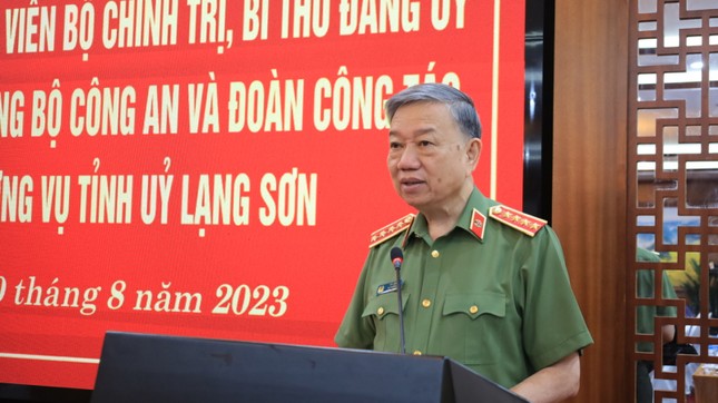 Bộ trưởng Bộ Công an Tô Lâm làm việc với Ban Thường vụ Tỉnh ủy Lạng Sơn - Ảnh 1.