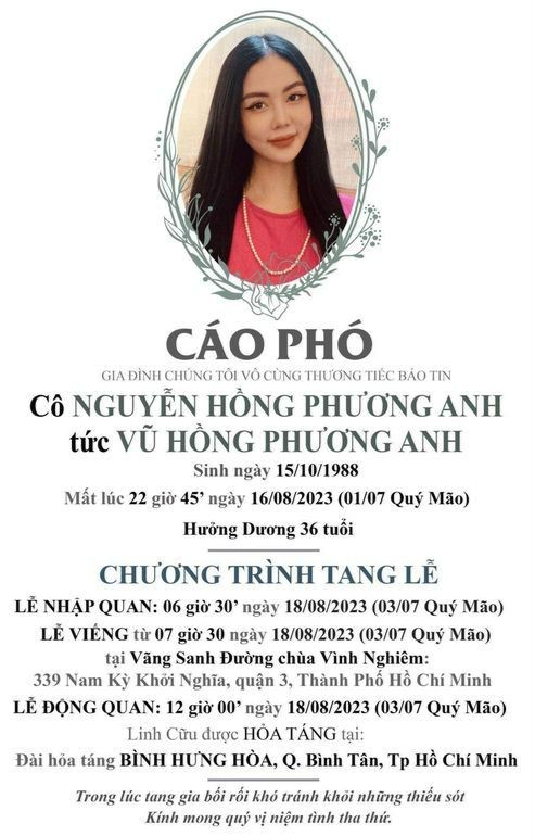 Người mẫu Phương Anh qua đời ở tuổi 36 - Ảnh 1.