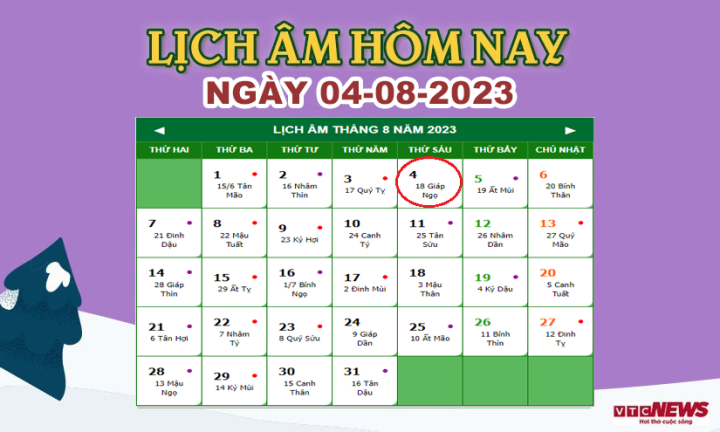 Lịch âm 4/8 – Âm lịch hôm nay 4/8 chính xác nhất - lịch vạn niên 4/8/2023 - Ảnh 1.