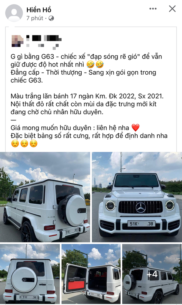  Hiền Hồ bất ngờ chia sẻ bài đăng rao bán chiếc Mercedes G63 đạp sóng rẽ gió - Ảnh 1.