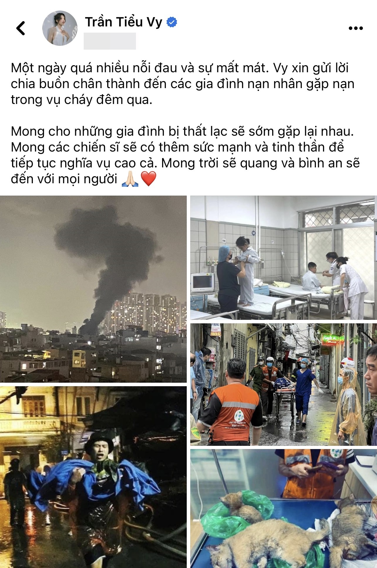 Thùy Tiên cùng dàn hậu Việt đau xót chia buồn với nạn nhân vụ cháy chung cư mini tại Hà Nội - Ảnh 8.