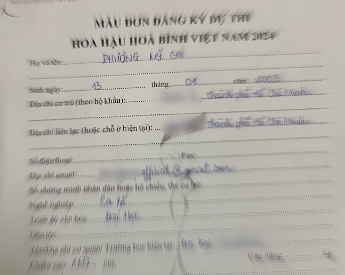 Phương Mỹ Chi điền đơn đăng ký tham gia cuộc thi Miss Grand Vietnam 2024?- Ảnh 1.