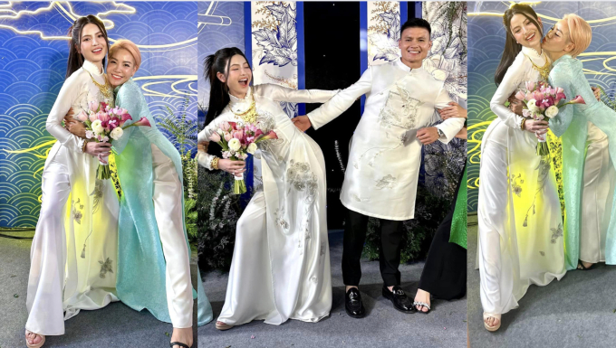 Chu Thanh Huyền "xả vai" cô dâu hiền, tạo dáng cực lầy ở hậu trường đám hỏi với Quang Hải- Ảnh 1. Chu Thanh Huyền "xả vai" cô dâu hiền, tạo dáng cực lầy ở hậu trường đám hỏi với Quang Hải- Ảnh 1.