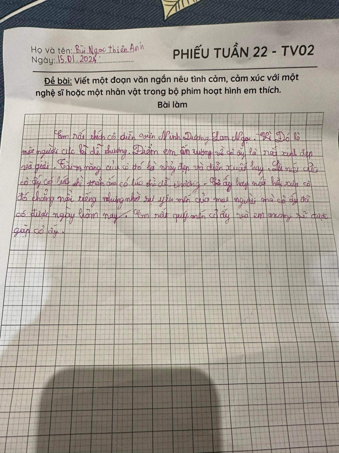 Cháu Ninh Dương Lan Ngọc viết văn tả dì, dùng 1 từ khiến nữ diễn viên phải thốt lên: "Mọi người ngó xuống mà coi"- Ảnh 1.