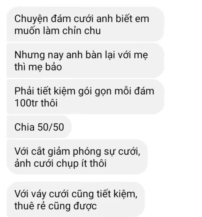 Hơn cả triệu người theo dõi vụ huỷ hôn vì đàng trai yêu cầu tiết kiệm chi phí, thuê váy cưới rẻ, đòi cầm luôn tiền phong bì- Ảnh 1.