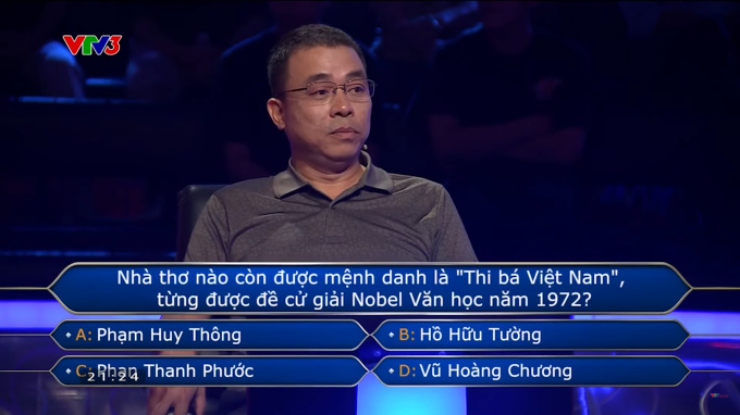 Kiến trúc sư "bó tay" trước một câu hỏi về chủ đề Văn học trong Ai Là Triệu Phú, học giỏi cũng chưa chắc biết- Ảnh 1.