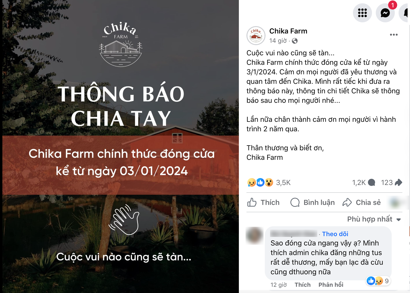 Lý do Chika Farm Đà Lạt bất ngờ đóng cửa vẫn cực "bí ẩn", ngay cả nhân viên cũng không rõ tại sao?- Ảnh 1.