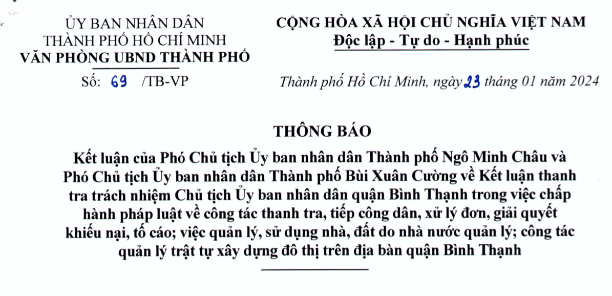 Kiểm điểm Chủ tịch UBND quận Bình Thạnh, thanh tra 4 địa chỉ nhà, đất- Ảnh 1.