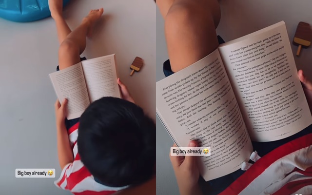 Tăng Thanh Hà đăng khoảnh khắc con trai ngồi đọc sách một mình, lại gần mới phát hiện chi tiết cực đáng nể- Ảnh 1.