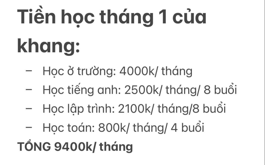 Bà mẹ TP.HCM liệt kê tiền học 1 tháng của con, phụ huynh khác than: Công nhân làm gì có tiền cho con học?- Ảnh 1.