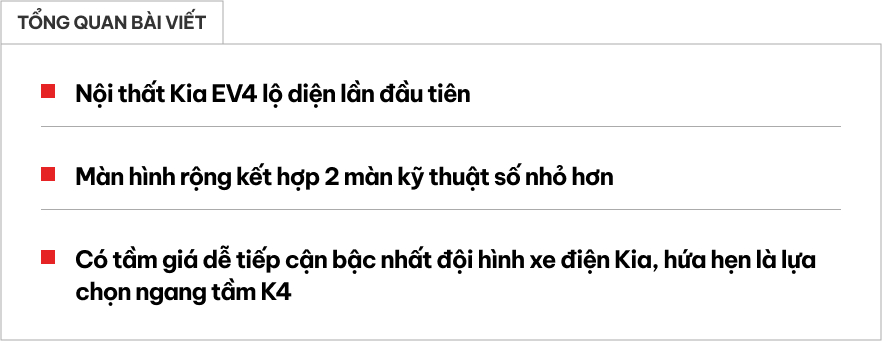Sedan điện ‘giá rẻ’ Kia EV4 lộ nội thất sang xịn: 3 màn hình chung mặt kính, vô lăng 2 chấu, bỏ cần số rườm rà- Ảnh 1.