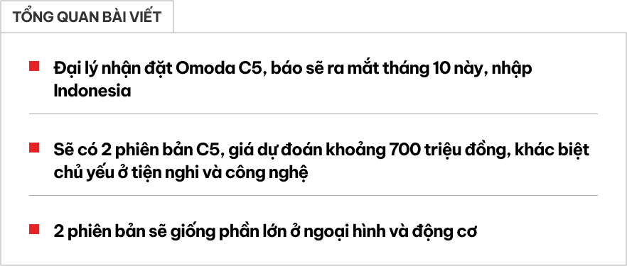 Omoda C5 dễ bán tại Việt Nam tháng này với 2 phiên bản, giá khoảng 700 triệu, có ADAS, nội thất 'chảnh', đấu Corolla Cross- Ảnh 1.