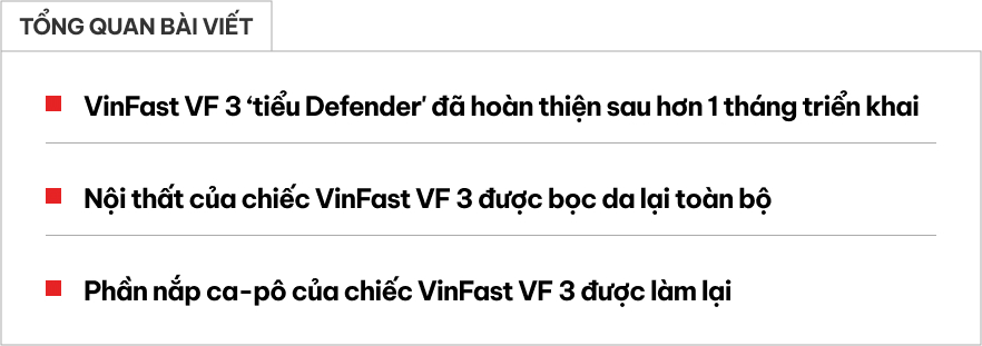 Thợ Việt biến VinFast VF 3 như 'tiểu Defender': Cản, đèn thiết kế lại hoàn toàn, mâm 'độc nhất thế giới', ghế Mercedes đắt hơn nửa chiếc xe- Ảnh 1.