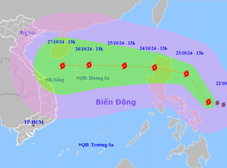 Bão Trami giật cấp 14 hướng vào Việt Nam , biển động dữ dội - Ảnh 1.