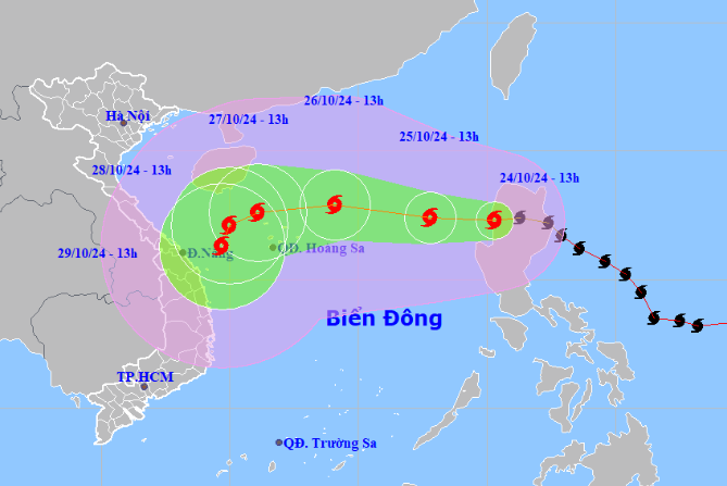 Bão Trà Mi đổi hướng 4 lần vào biển Đông , Công an chủ động ứng phó - Ảnh 1.