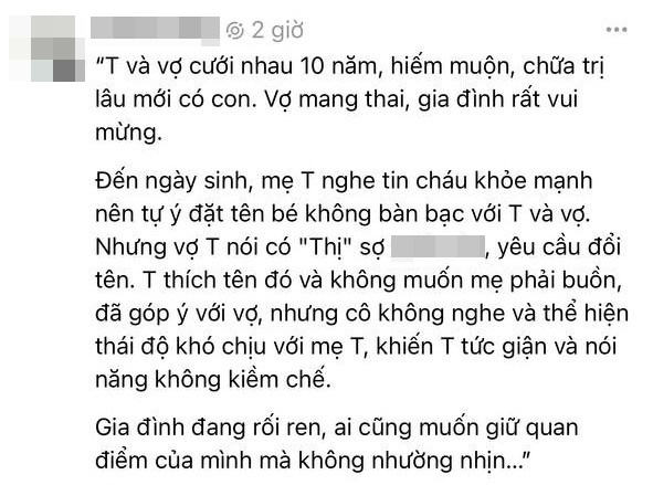 Tranh cãi chữ Thị trong tên con làm rạn nứt gia đình trẻ - Ảnh 1.