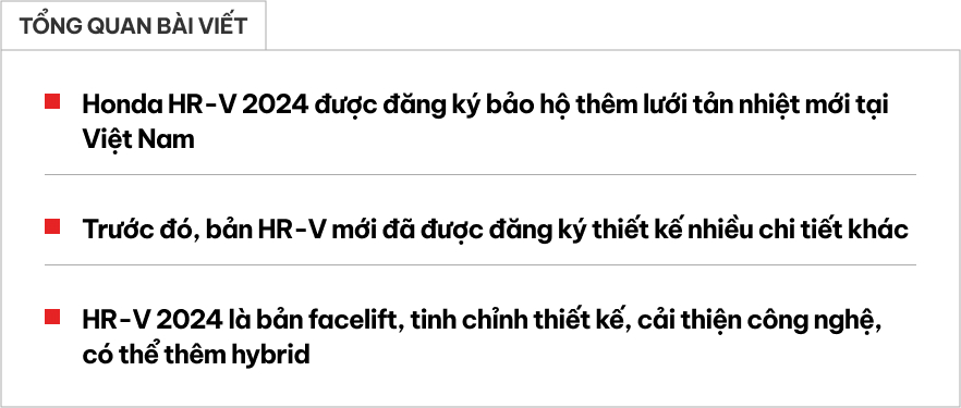 Honda HR-V 2024 được đăng ký thêm chi tiết tại Việt Nam: Thiết kế mới, có bản RS, ra mắt dễ bổ sung hybrid "đấu" Yaris Cross- Ảnh 1.