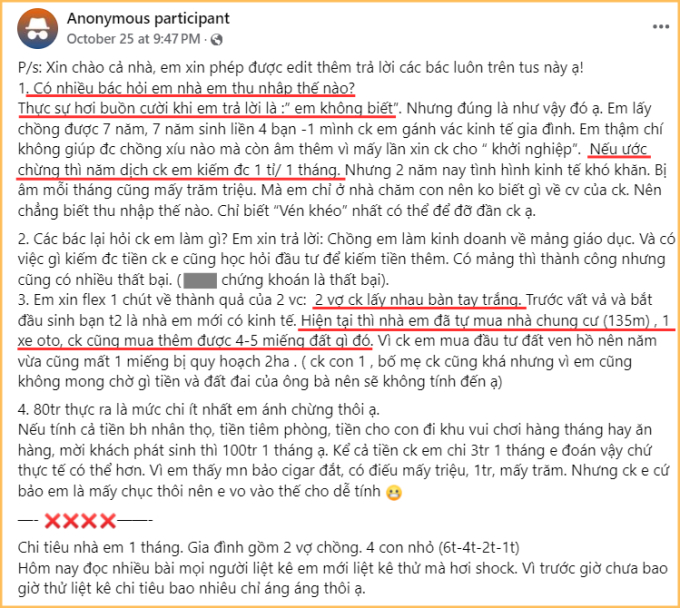 Hóa ra người kiếm 1 tỷ/tháng chi tiêu thế này: Chẳng rõ con số cụ thể, nhẩm qua vài khoản đã hết 80 triệu- Ảnh 1.