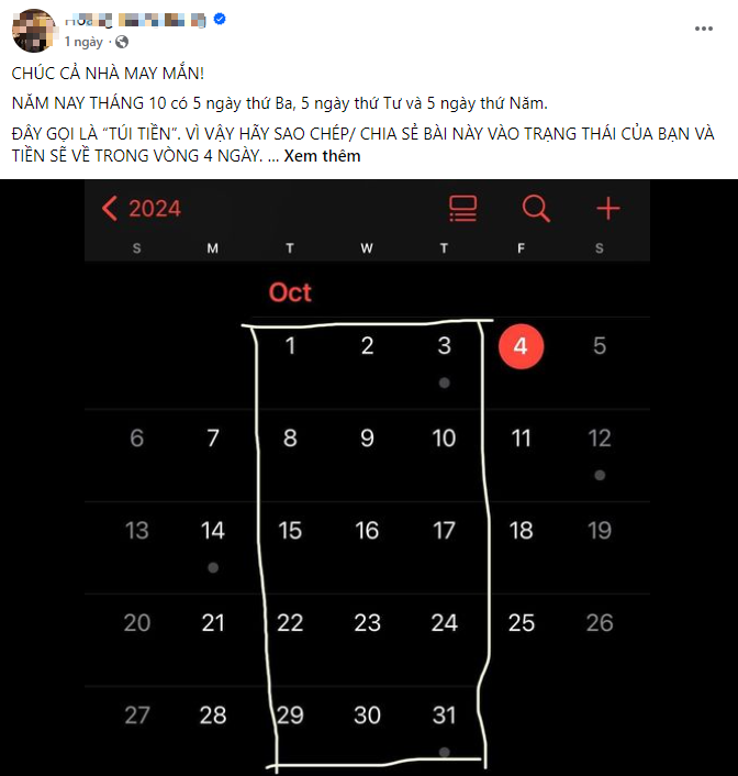 Xôn xao tháng 10 có 5 ngày đặc biệt thu hút tiền tài, chuyện lạ "hơn 800 trăm năm mới có": Thực hư thế nào? - Ảnh 5.