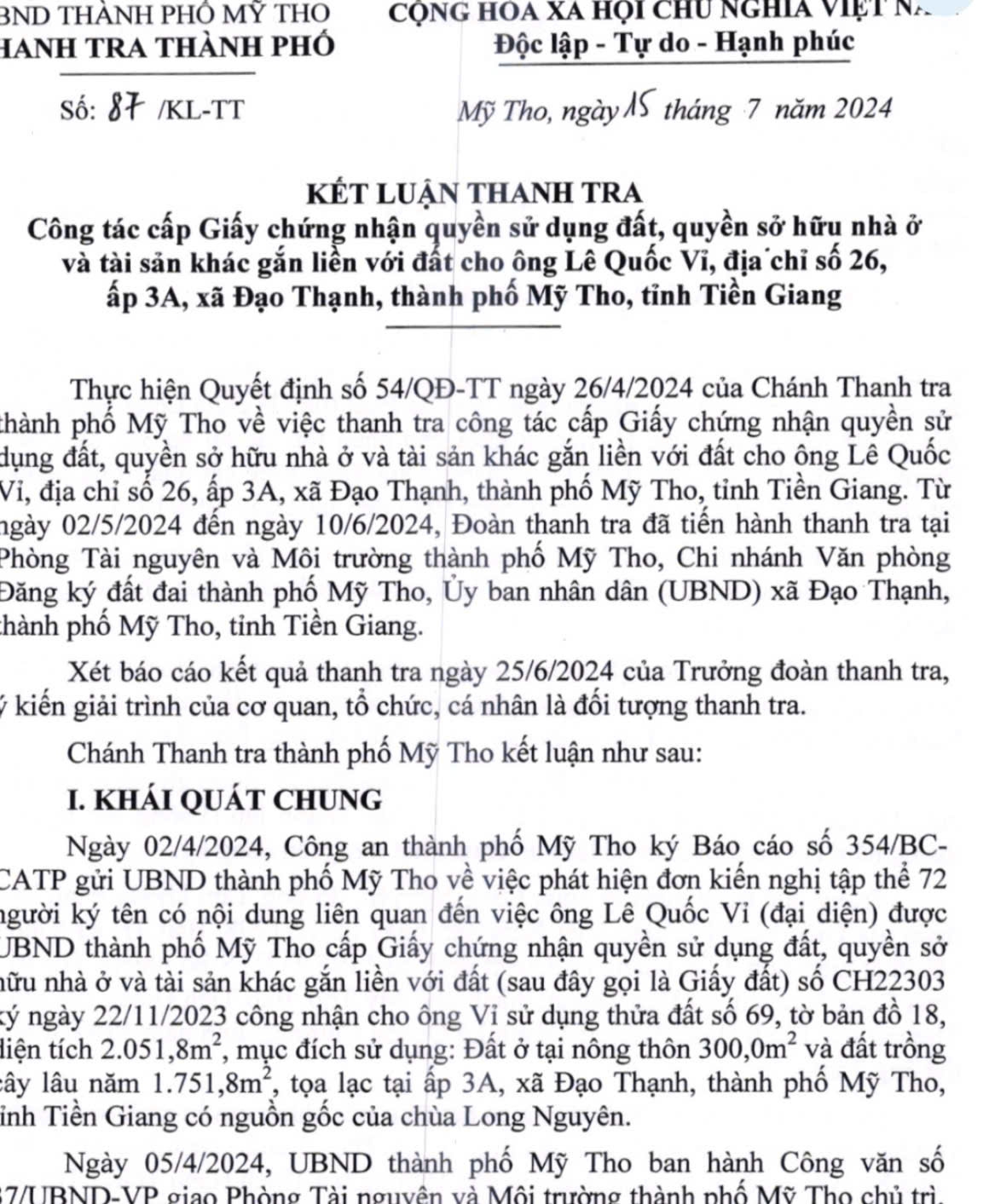 Sai phạm nghiêm trọng trong cấp đất chùa tại Mỹ Tho - Ảnh 1.