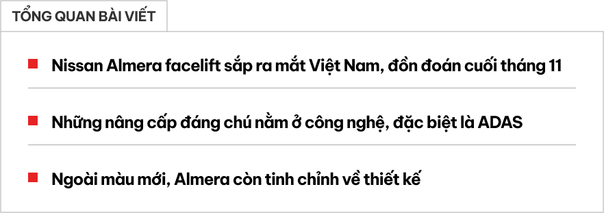 Đại lý báo Nissan Almera 2024 ra mắt Việt Nam tháng này: Nâng cấp tiện nghi, có ADAS, thêm màu mới đấu Vios, Accent - Ảnh 1.