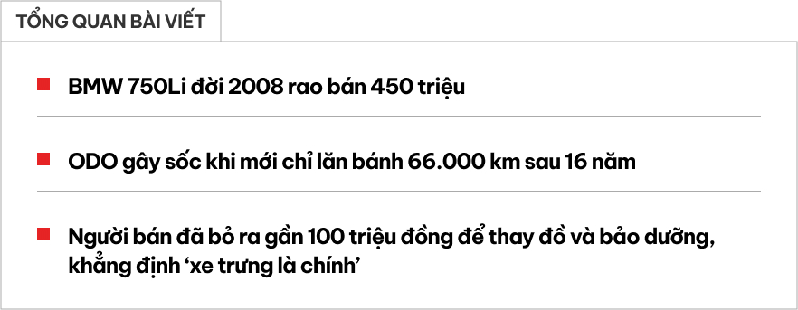 BMW 750Li rao bán hơn 400 triệu do chủ chạy không hợp gu: Người bán khẳng định 'xe trưng là chính', 16 năm chỉ chạy hơn 6 vạn - Ảnh 1.