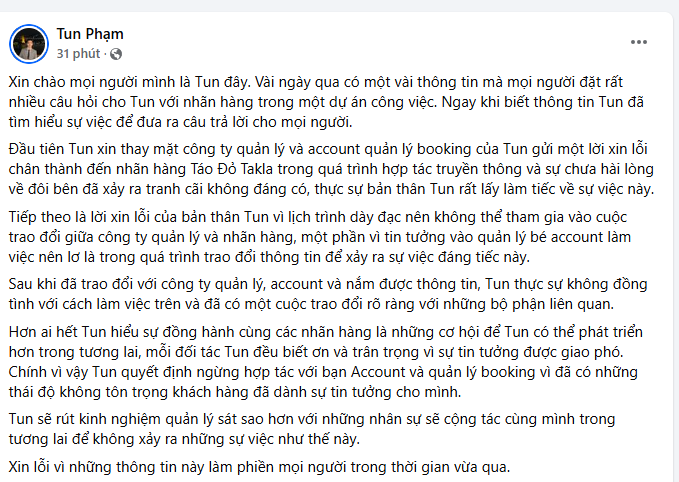 Phản hồi của Tun Phạm trong vụ đọc sai nhãn hàng gây tranh cãi cộng đồng mạng - Ảnh 2.