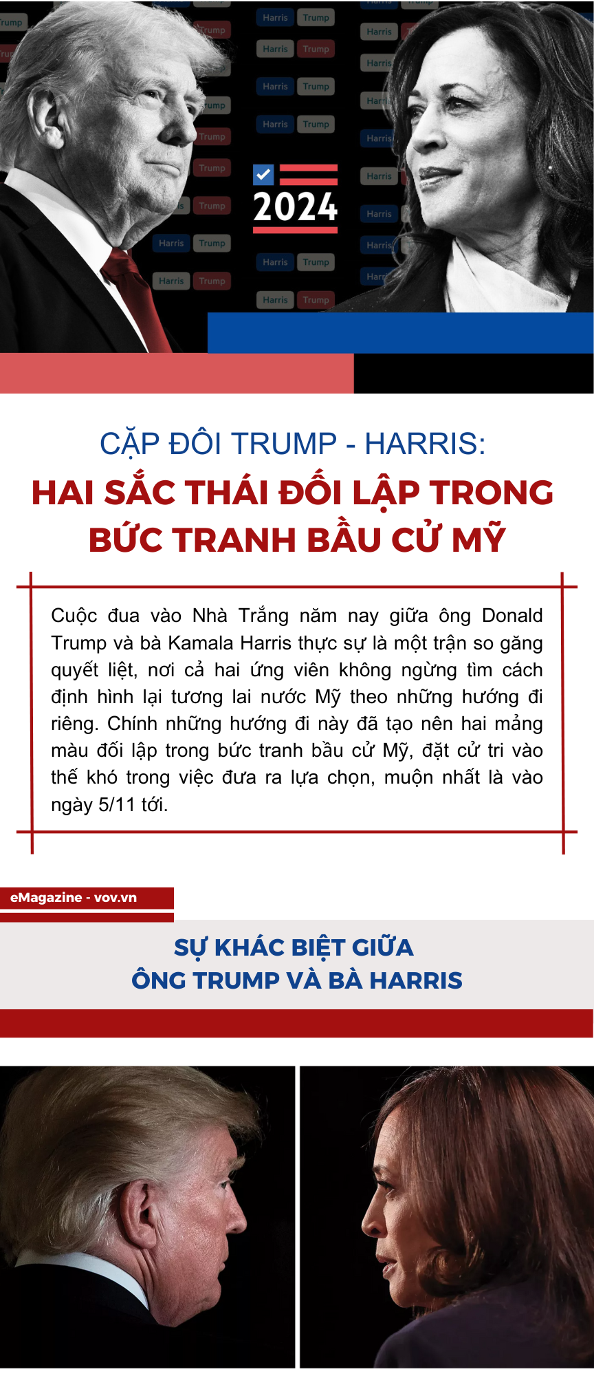 Ông Trump - bà Harris: Hai sắc thái đối lập trong bức tranh bầu cử Mỹ - Ảnh 1.