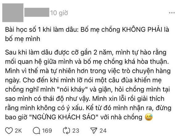 Bùng nổ tranh luận về bài học số 1 khi làm dâu: EQ quyết định tất cả hay không có khái niệm "con dâu như con đẻ"? - Ảnh 1.