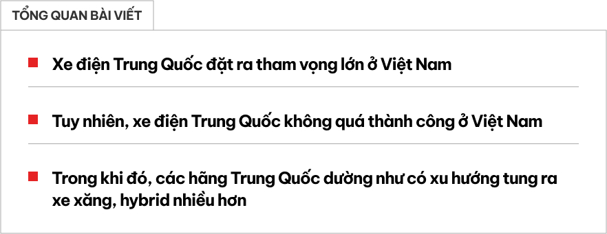 Xe Trung Quốc ở Việt Nam lúc này: Dè dặt xe điện, chuyển hướng bán hybrid, xe xăng- Ảnh 1.