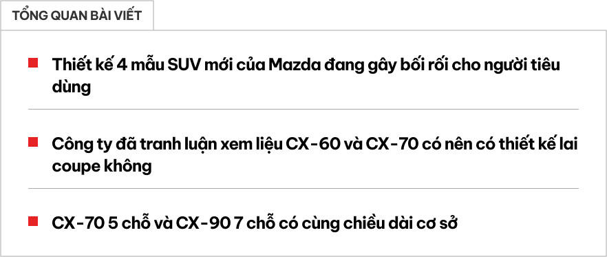 Thiết kế của Mazda quá nhàn: 4 mẫu mà cứ ngỡ 1, hãng tiết lộ 'cố tình' làm vậy dù thừa sức 'vẽ' khác đi, tự tin khách vẫn phân biệt được- Ảnh 1.