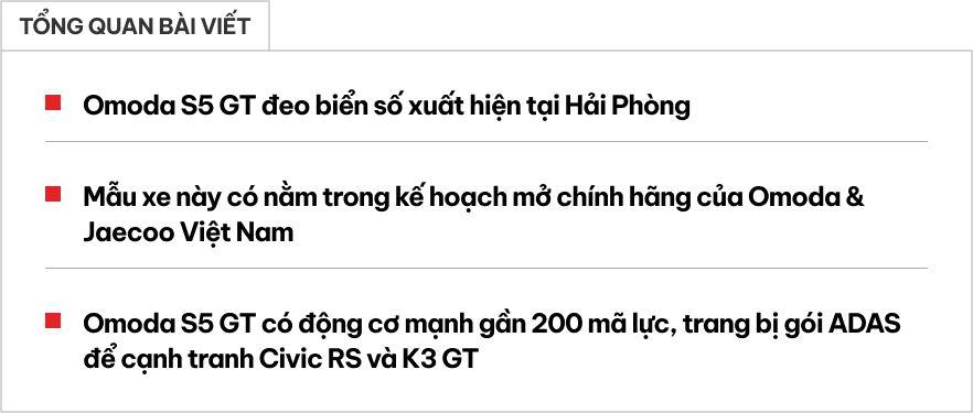 Bắt gặp Omoda S5 GT ra biển số: Máy xăng mạnh 197 mã lực, mạnh bậc nhất phân khúc C, có ADAS đấu Civic và K3- Ảnh 1.