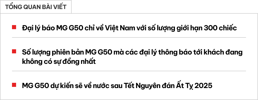 Đại lý báo MG G50 bán ra sau Tết: Giới hạn 300 chiếc, dài hơn Innova Cross nhưng cạnh tranh Xpander bằng giá tạm tính từ 530 triệu đồng- Ảnh 1.