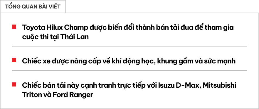 Toyota Hilux bản này mà về Việt Nam dễ khiến Ranger, Triton 'đau đầu': Như bước ra từ Transformer, cabin đúng chất xe đua, động cơ vượt xa bản thường - Ảnh 1.