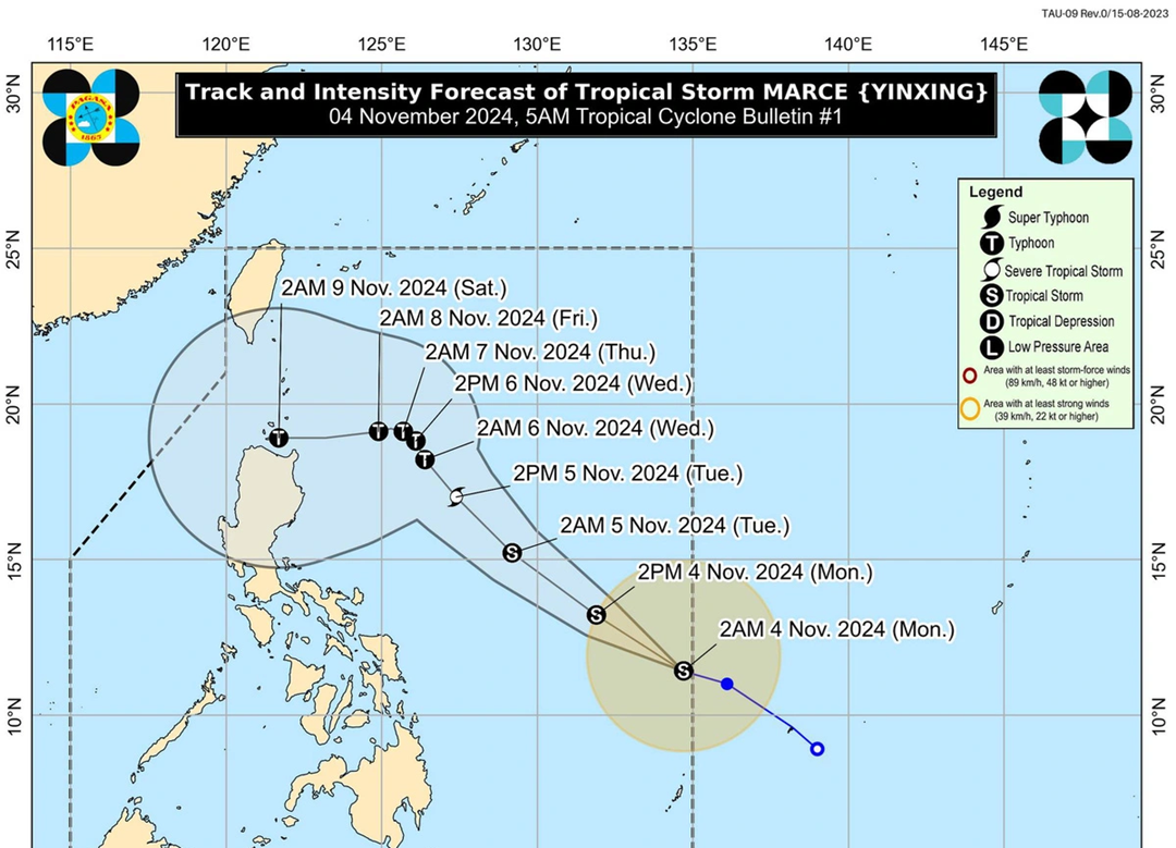 Bão Yinxing mạnh lên từng giờ, hướng đi "lạ thường" hướng về Biển Đông - Ảnh 1.