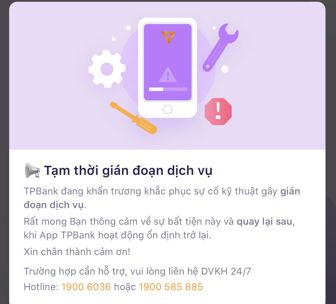 Kh&aacute;ch h&agrave;ng kh&ocirc;ng thể giao dịch qua app TPBank , ng&acirc;n h&agrave;ng n&oacute;i g&igrave;? - Ảnh 1.