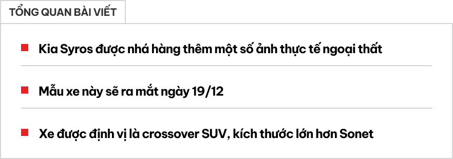 Kia Syros thêm ảnh mới trước ngày ra mắt: Dáng như van dù hãng gọi là SUV, đèn kiểu Stargazer, trang bị sẽ cao cấp hơn Seltos - Ảnh 1.